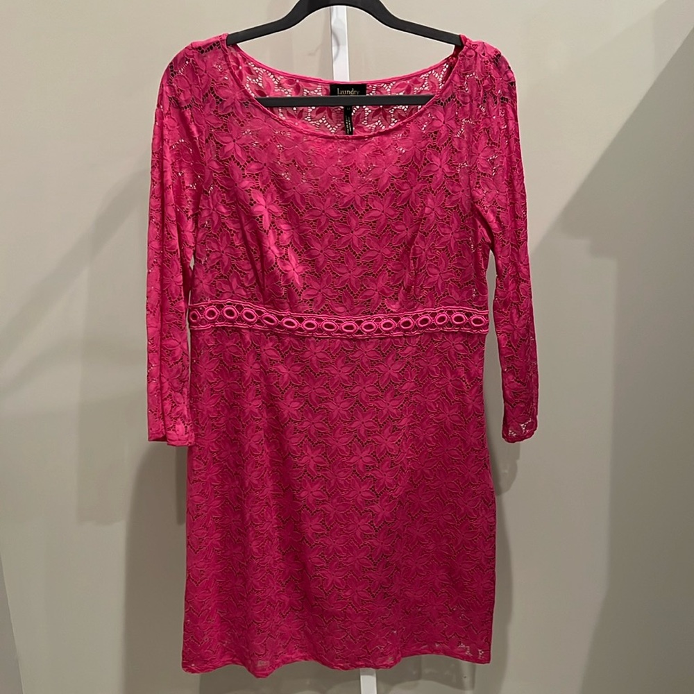 Laundry by Shelli Segal Pink Stretch Lace Dress